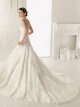 A-line Strapless Lace Chapel Train White Appliques Wedding Dress