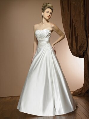 Ball Gown Sweetheart Satin Court Train Appliques Wedding Dresses