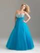 A-line Sweetheart Blue Beading Tulle Floor-length Dress