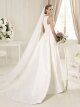 A-line Scoop Taffeta Sweep Train Buttons Wedding Dresses