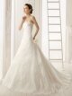 A-line Strapless Lace Chapel Train White Appliques Wedding Dress