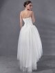 A-line Sweetheart Tulle Satin Asymmetrical Appliques Wedding Dresses