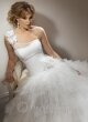 Ball Gown One Shoulder Hand-made Flower Tulle Court Train Wedding Dress