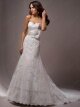 A-line Sweetheart Lace Satin Court Train Ivory Flowers Wedding Dresses