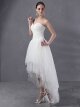 A-line Sweetheart Tulle Satin Asymmetrical Appliques Wedding Dresses