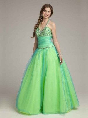 Ball Gown Halter Tulle Floor-length Sleeveless Beading Quinceanera Dresses