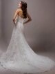 A-line Sweetheart Lace Satin Court Train Ivory Flowers Wedding Dresses