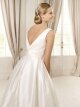 A-line Scoop Satin Sweep Train Beading Wedding Dresses